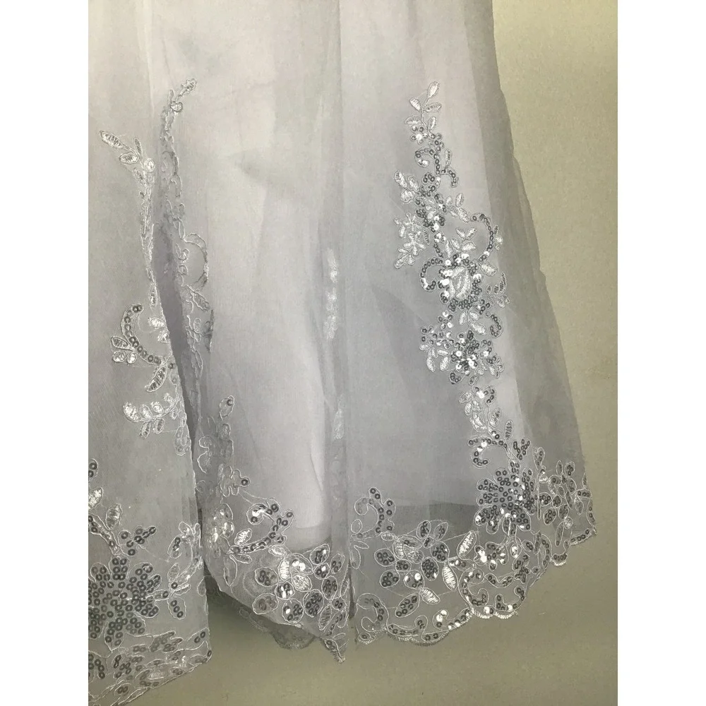 Witness of Love Girls White Lace VNeck Sequin Tulle Cocktail Dress Size 10 NWT‎